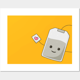 Happy cute tea bag Posters and Art